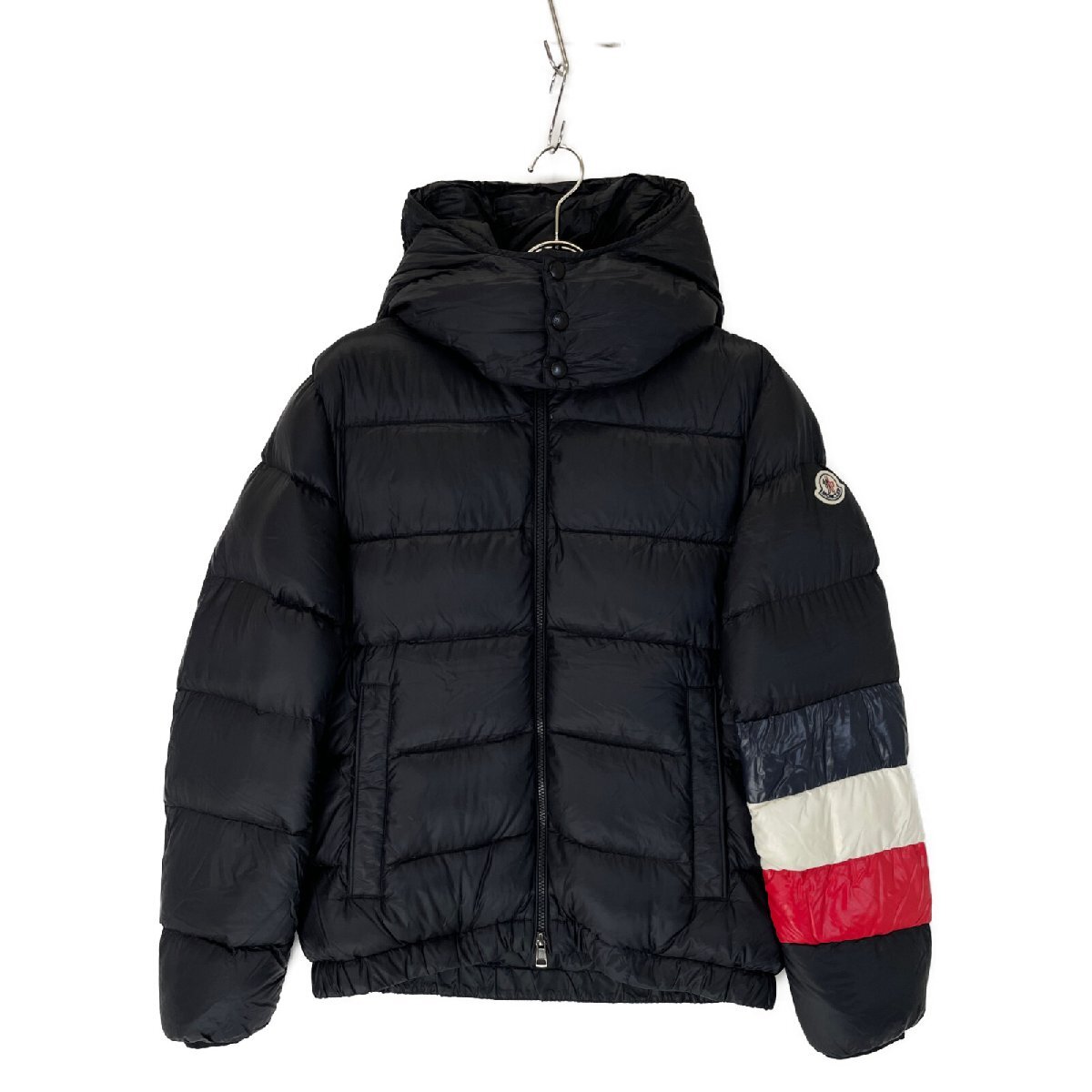 MONCLER モンクレール 19年製 WILLM トリコカラー フーディダウンジャケット ブラック 2 ジャケット ナイロン メンズ 中古_画像2