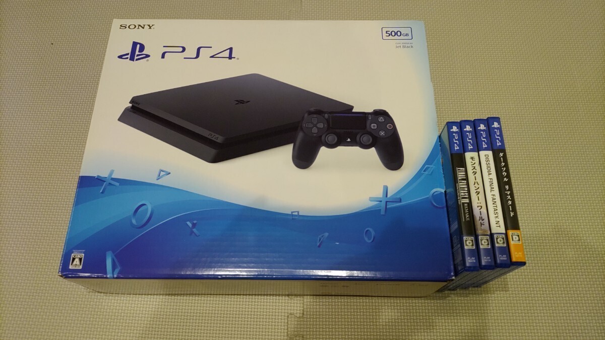 PS4 本体 500GB ブラック SONY PlayStation4 CUH-2000A 動作確認済　ソフト4本セット_画像1