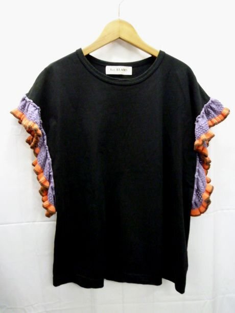 Ray BEAMS* Ray Beams line frill sleeve T-shirt black reference price :7,480 jpy popular beautiful goods 