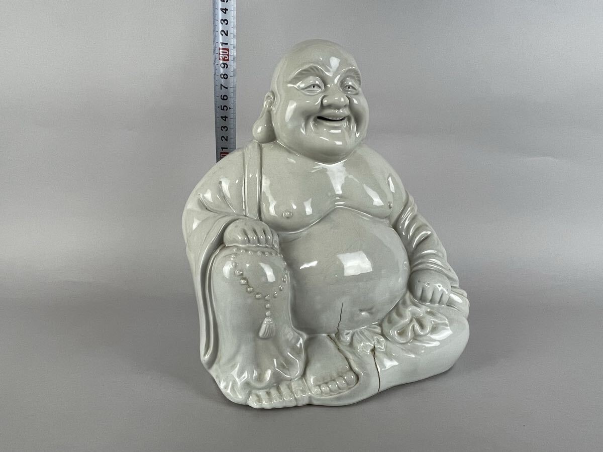 庄梅G347-100 中国美術　徳化白磁　仏像　弥勒菩薩　置物　仏教美術　古美術_画像10