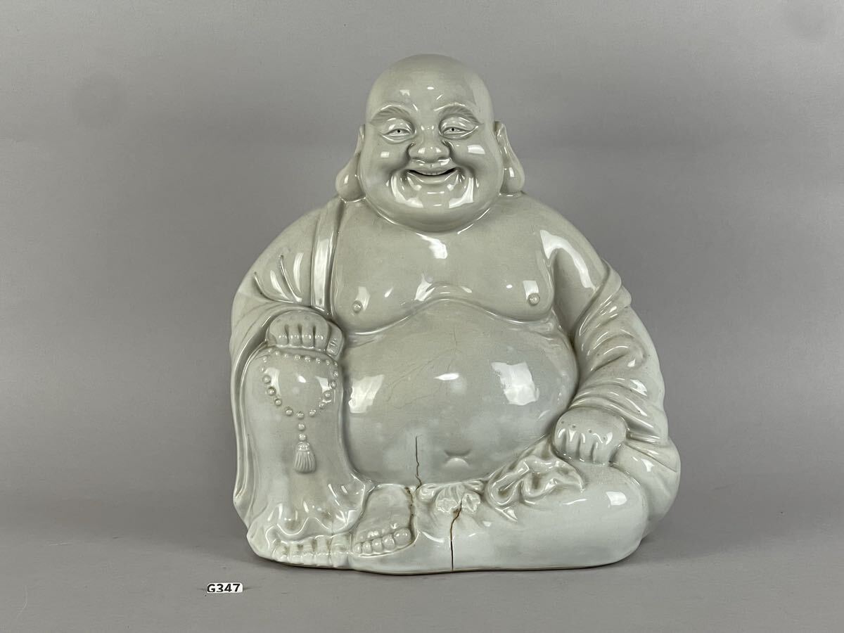 庄梅G347-100 中国美術　徳化白磁　仏像　弥勒菩薩　置物　仏教美術　古美術_画像1