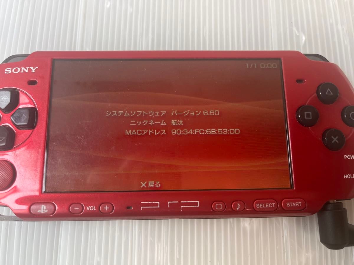 ☆ PSP-3000プレイステーションポータブル PSP-3000 レッドブラック 動作品 丸ボタンゆるい　本体のみ★