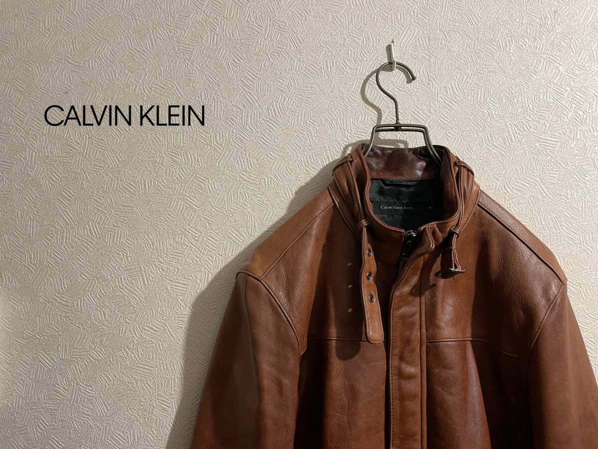 0 CALVIN KLEIN sheepskin rider's jacket / Calvin Klein jeans single motorcycle tea M Mens #Sirchive