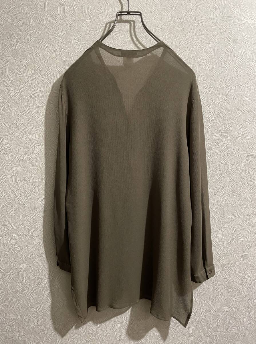 0 Италия производства Vintage GIORGIO ARMANI no color шелк блуза /joru geo Armani заем рубашка Brown 38 Ladies #Sirchive