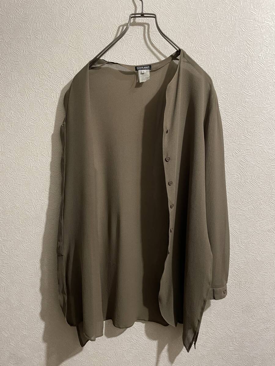 0 Италия производства Vintage GIORGIO ARMANI no color шелк блуза /joru geo Armani заем рубашка Brown 38 Ladies #Sirchive