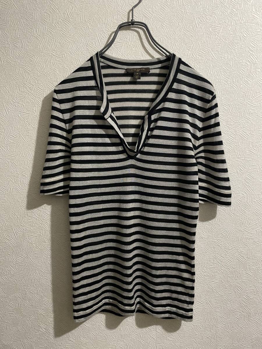 【ボーダーが可愛い♪】Louis Vuitton Tシャツ ◯ イタリア製 LOUIS VUITTON スキッパー カシミア カットソー