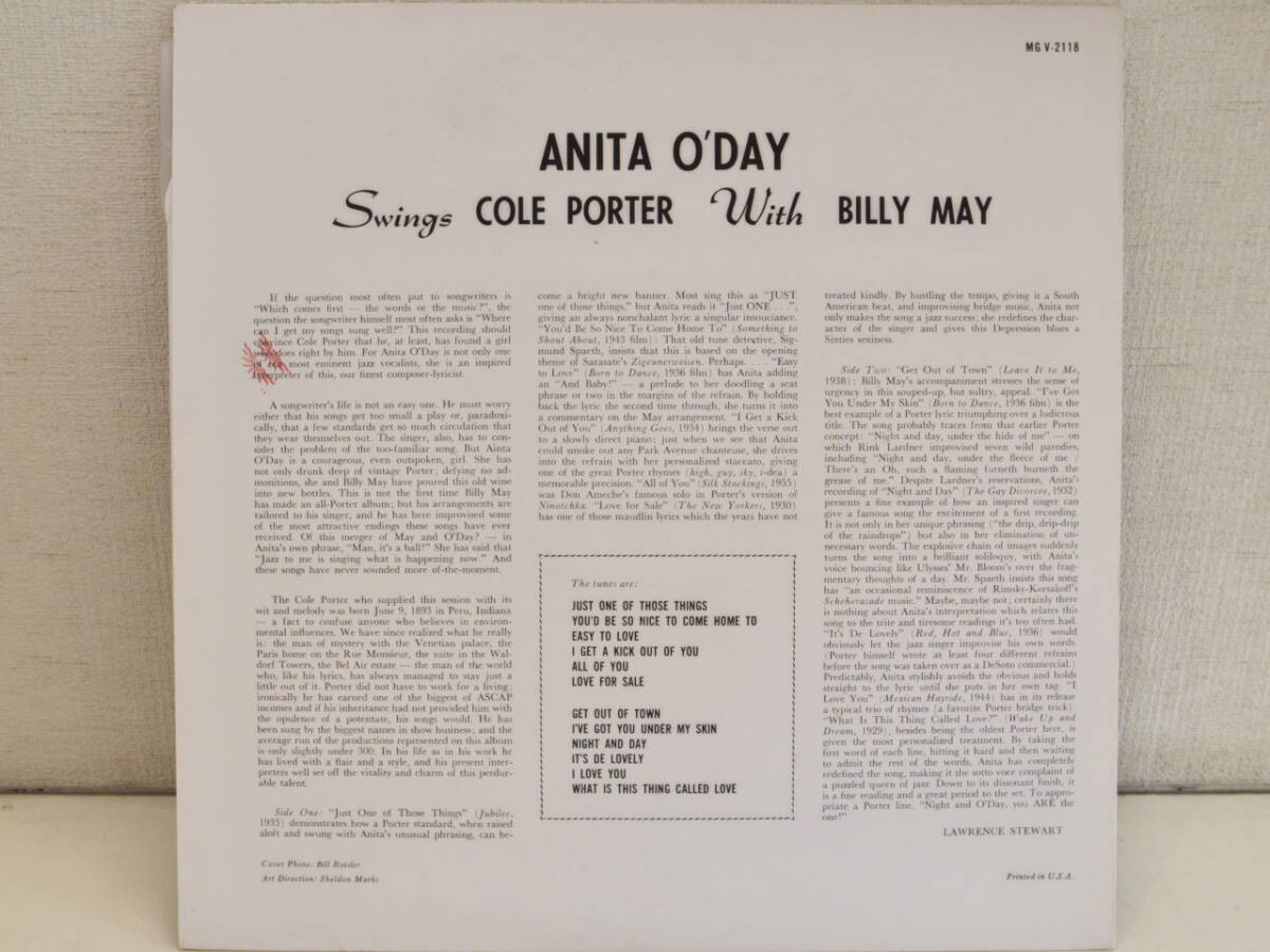 【美品】米Verveオリジナル Anita O'Day swings Cole Porter アニタ・オデイ・スウィングス・コール・ポーターの画像2