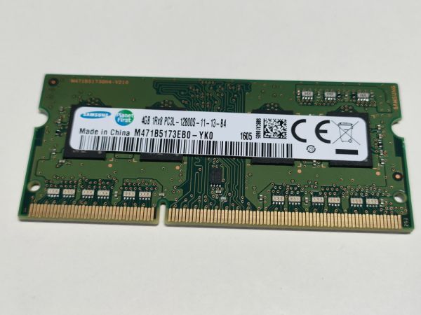 【動作確認済み】SAMSUNG DDR3L 4GB×1 PC3L-12800S SO-DIMM M471B5173EB0 低電圧【1605】の画像1