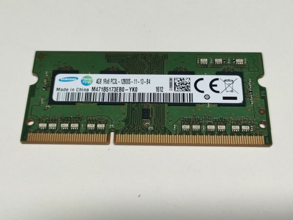 【動作確認済み】SAMSUNG DDR3L 4GB×1 PC3L-12800S SO-DIMM M471B5173EB0 低電圧【1612】_画像1