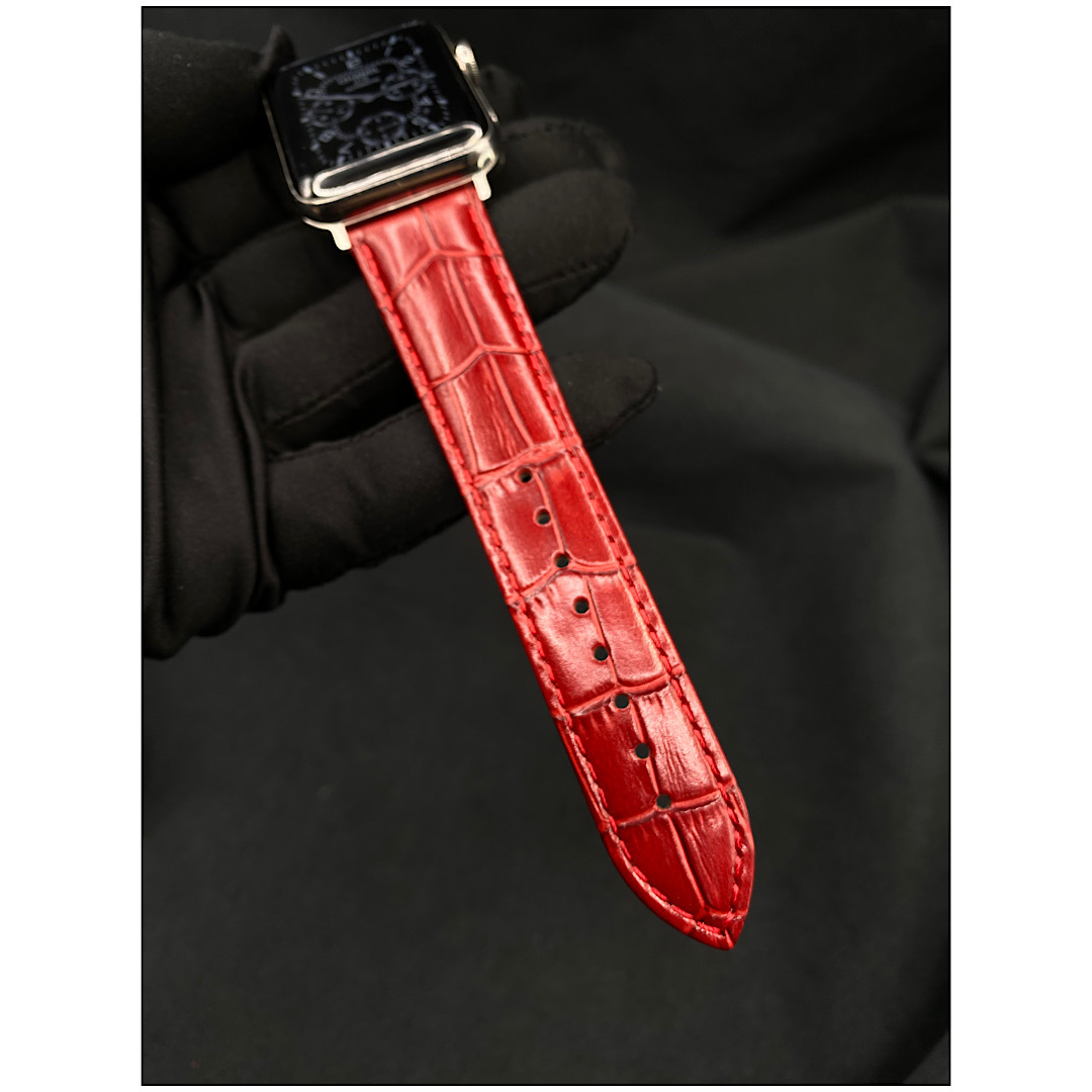  темный красный серии 9 Ultra SE 2 анимация натуральная кожа крокодил ремень частота Apple часы 49mm45mm41mm40mm44mm38mm42mm 7SE654321