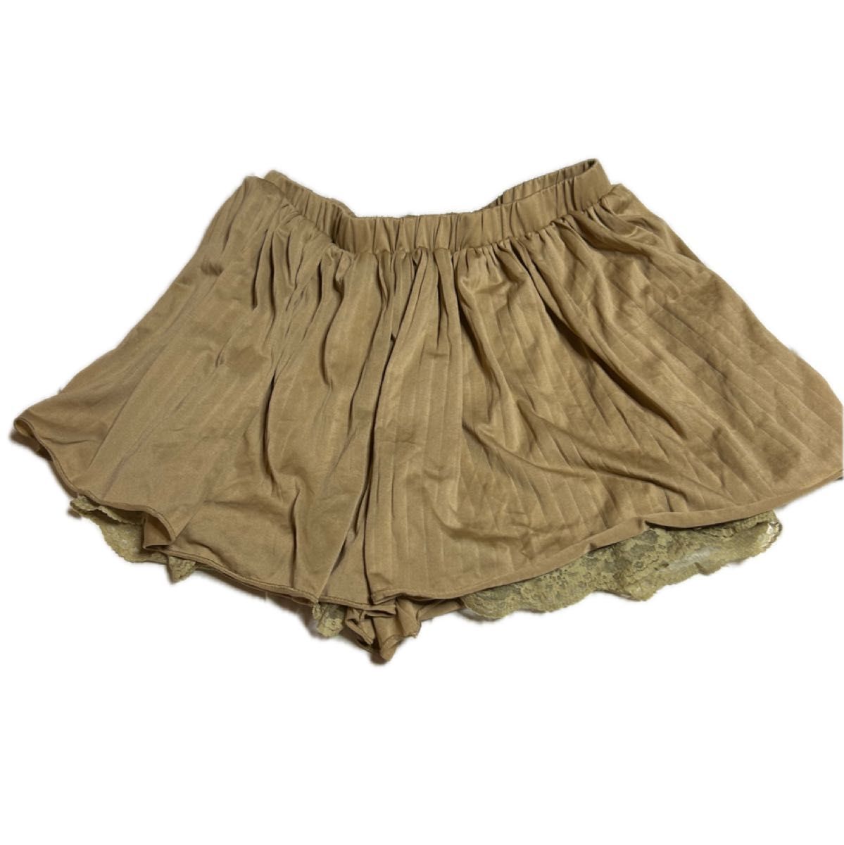 ジョリーフルール ショートスカート ペチパンツ付き  ウエストゴム ショートパンツ ブラウン フリーサイズ