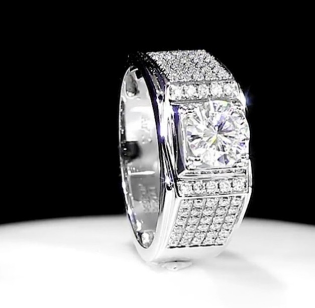 豪華 指輪 シルバー pt950 プラチナコーティング メンズ 満々ダイヤモンド キラキラ輝く リング 紳士 結婚式 フリーサイズ_画像3