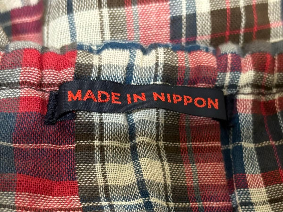 ブルーウェイ（株） チェック 切り替え ツーウェイ ブラウス 巻きスカート MADE IN NIPPON