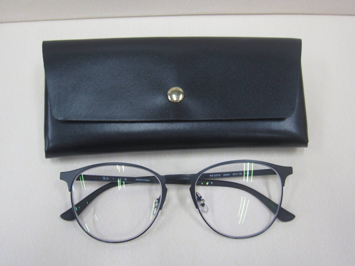 5E188NZ◎Ray-Ban レイバン　メガネ/眼鏡/めがね　RB6375 2944　度入り　メガネフレーム　　黒縁メガネ　ブラック◎中古品_画像1