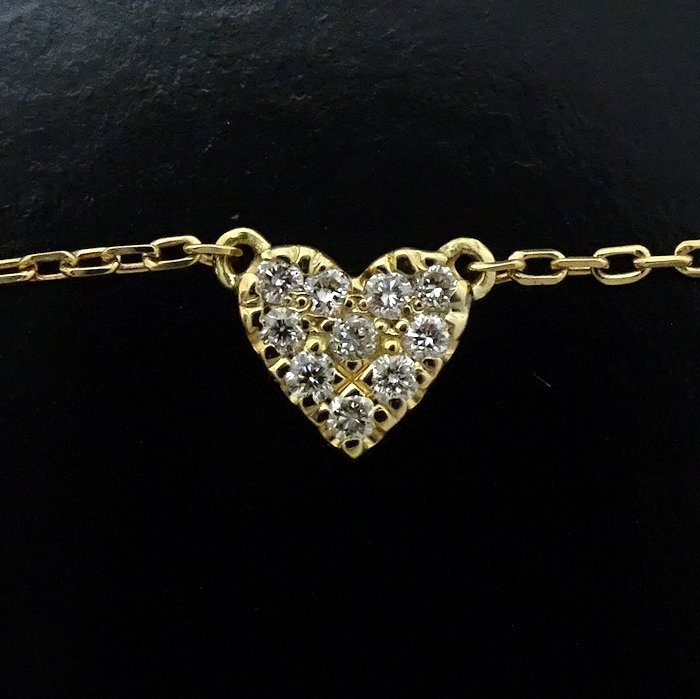 AHKAHa- Carhartt necklace diamond 0.05ct K18YG yellow gold /291837[ used ]