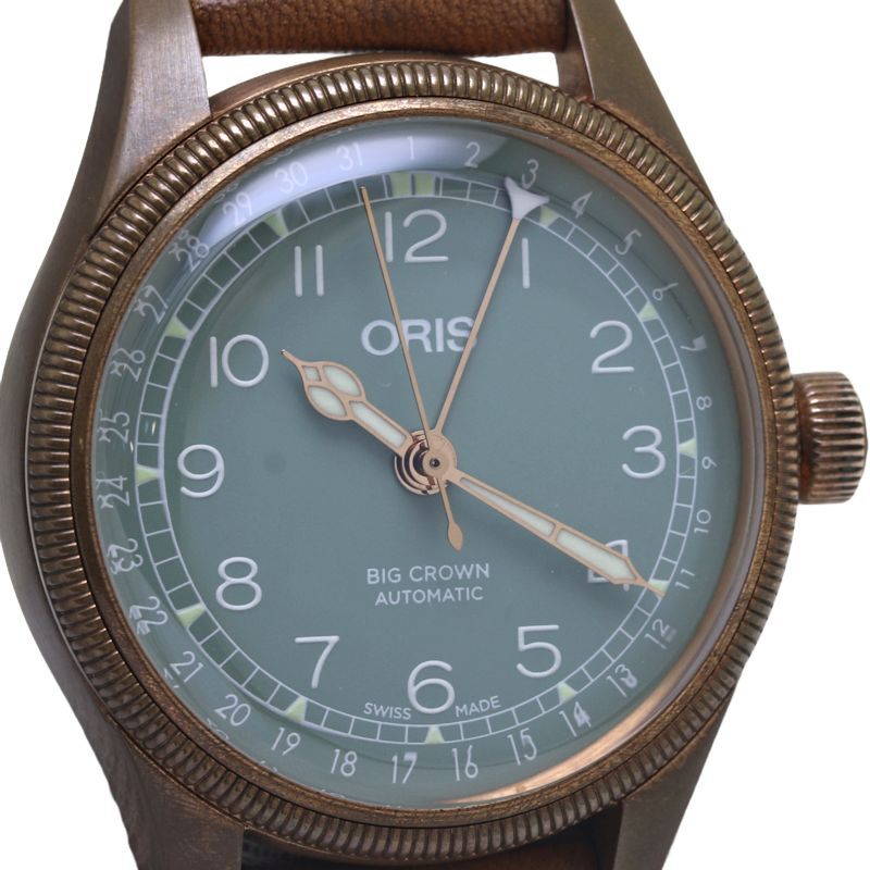 ORIS オリス ビッグクラウン ポインターデイト 0175477493167 ステンレススチールx革 メンズ/130143【中古】【腕時計】_画像5