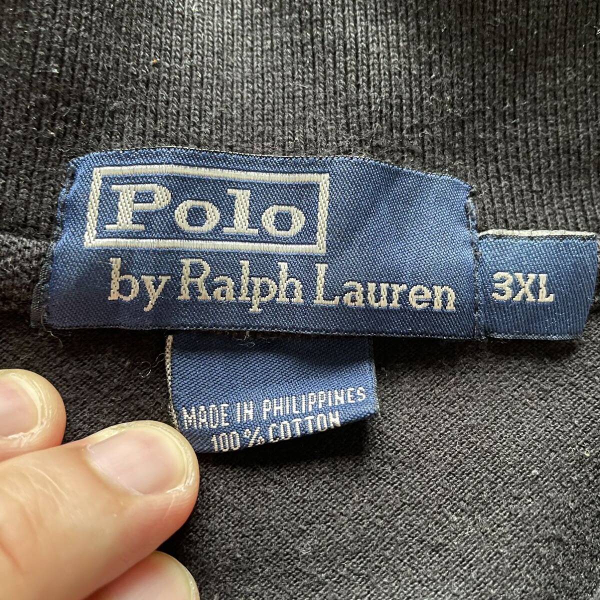 激レア3XL！POLO RALPH LAUREN ラルフローレン ポロシャツ 半袖 ビッグポニー ロゴ刺繍 黒 大きいサイズ メンズ 1円 の画像6