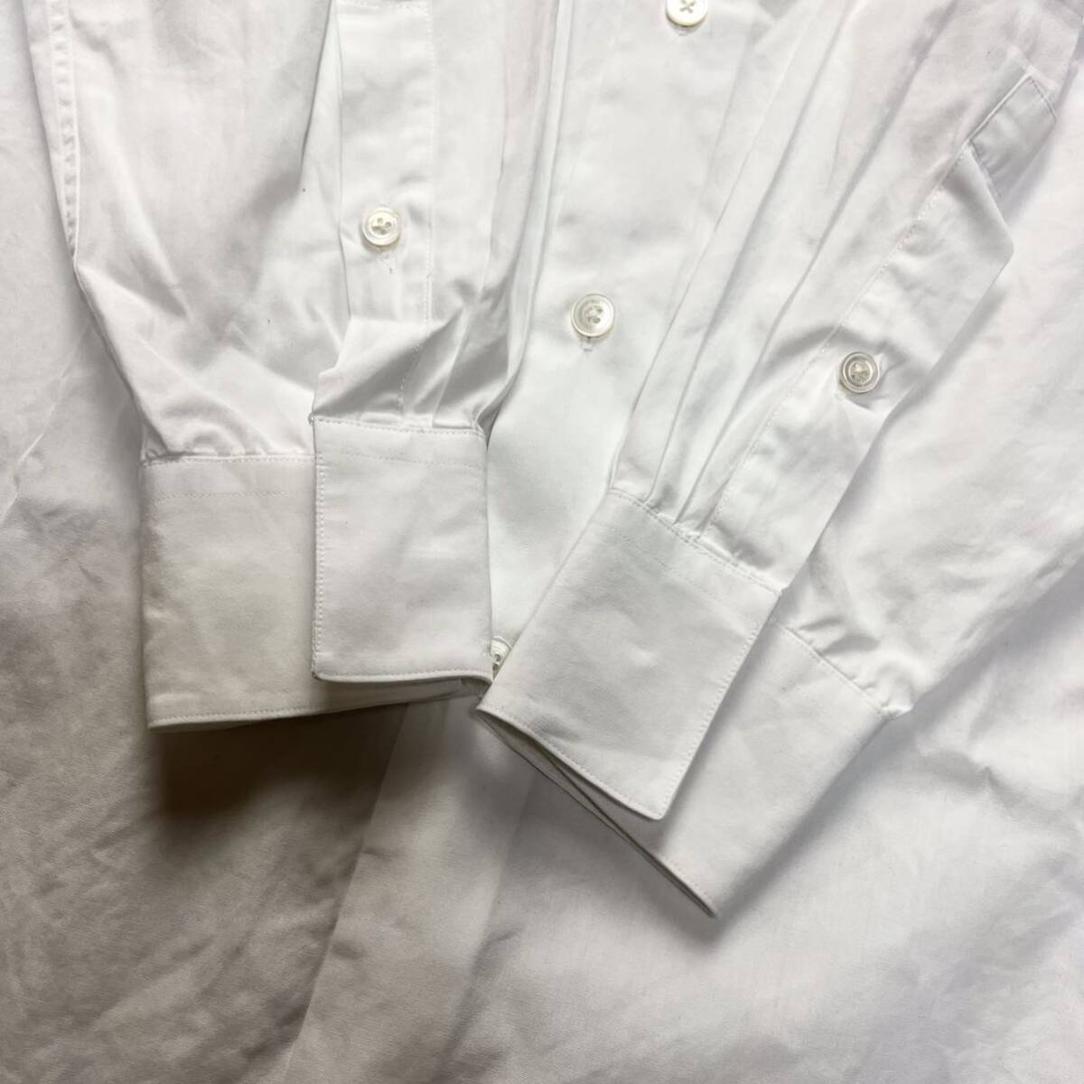 【最高級】 HERMES エルメス メンズ コットン シャツ フランス製 ホワイト15 1/2 L相当_画像2