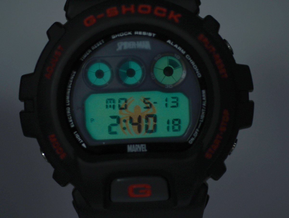 [レア 未使用品] 稼働品【CASIO】カシオ G-SHOCK×SPIDER MAN スパイダーマン 2006年 限定 コラボ DW-6900 バックライト点灯OK 未使用品_画像4