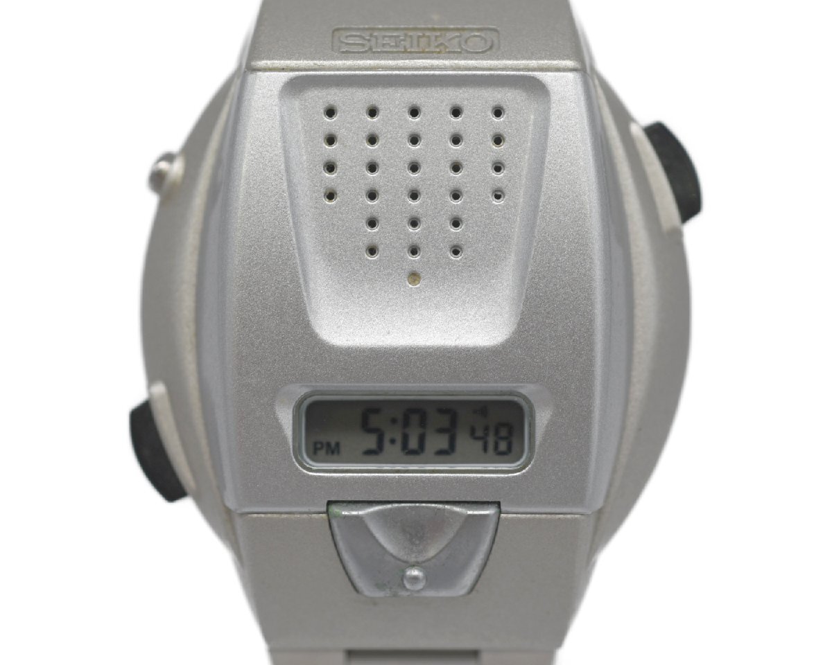 [中古品] 稼働品【SEIKO】 音声デジタルウォッチ Talking Voice Watch SBJS001 41mm A860-4001 メンズ シルバー クォーツ 中古品_画像2