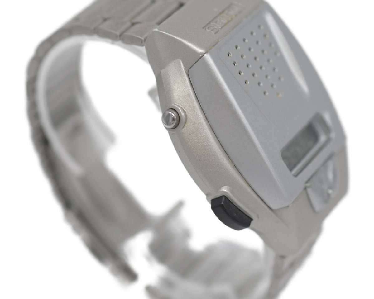 [中古品] 稼働品【SEIKO】 音声デジタルウォッチ Talking Voice Watch SBJS001 41mm A860-4001 メンズ シルバー クォーツ 中古品_画像5