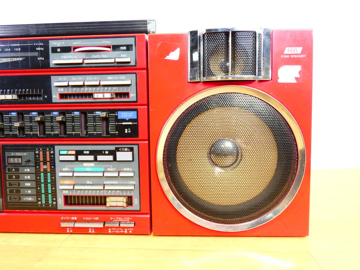 SHARP シャープ FEEL RS-5 カセットレコーダー スピーカー 分離型 赤 レッド オーディオ 音響機器 当時物 ※通電OK ジャンク ＠120(4)の画像4