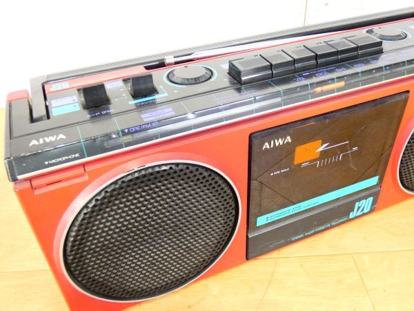 AIWA アイワ CS-J20 ラジオカセットレコーダー 2BAND 赤 レッド ラジカセ オーディオ 音響機器 当時物 ※通電OK ジャンク@80(4)の画像2
