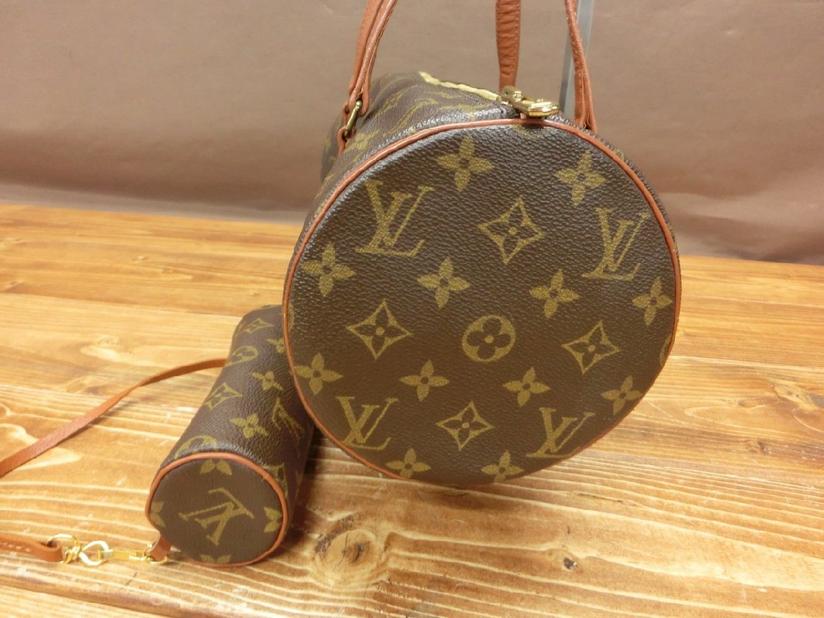 【N-6178】LOUIS VUITTON ルイヴィトン M51365 モノグラム パピヨン30 ポーチ付き セット 円筒型 旧 ハンドバッグ 東京引取可【千円市場】_画像4