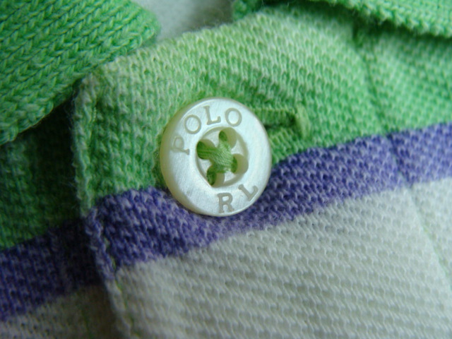 Polo Ralph Lauren ポロラルフローレン 鹿の子 ポロシャツ ボーダー (表記S・大きめ)　　_画像5