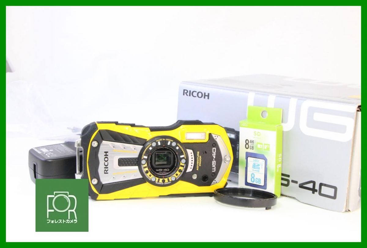 良品■到着後即使える■RICOH WG-40 イエロ-■バッテリー・チャージャー・8GB SDカード・保護フィルム・箱付き■EEE1918_画像1