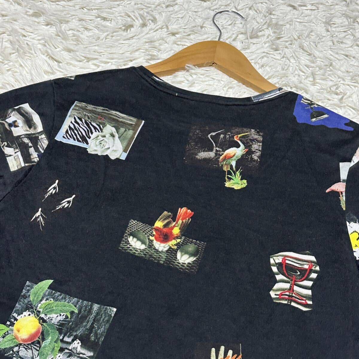 ポールスミス【圧巻のセンス】半袖Tシャツ スナップ　総柄Tシャツ Mサイズ　Paul Smith ブラック　高級感　1円スタート_画像8