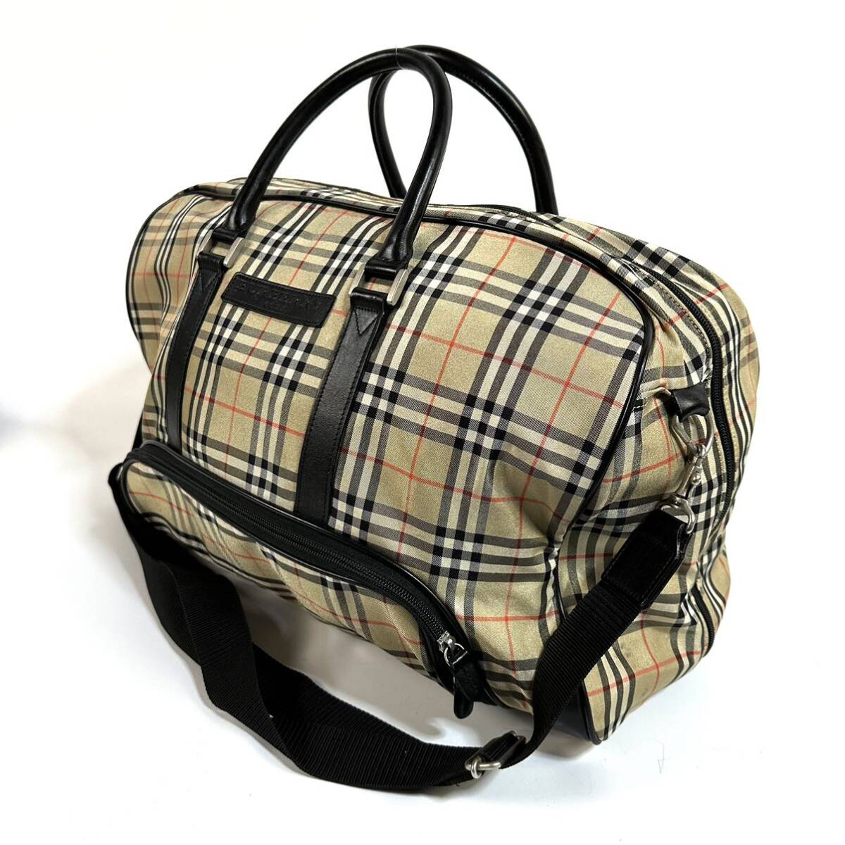 [ прекрасный товар ]Burberry Burberry Golf большая вместимость 2way сумка "Boston bag" сумка на плечо кожа нейлон noba проверка тень шланг редкий товар 