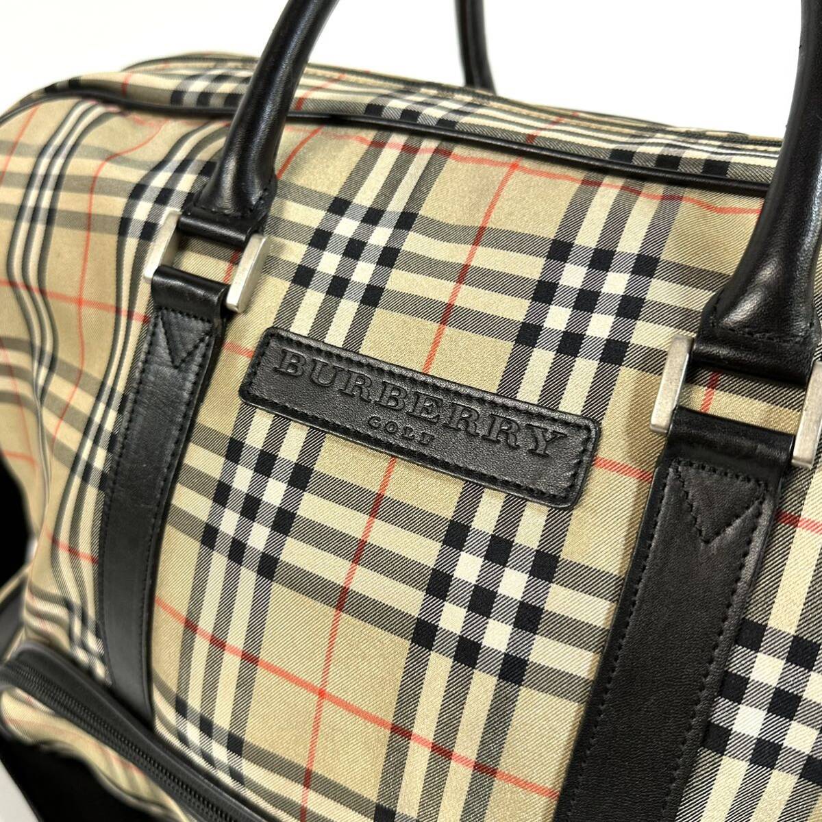 [ прекрасный товар ]Burberry Burberry Golf большая вместимость 2way сумка "Boston bag" сумка на плечо кожа нейлон noba проверка тень шланг редкий товар 