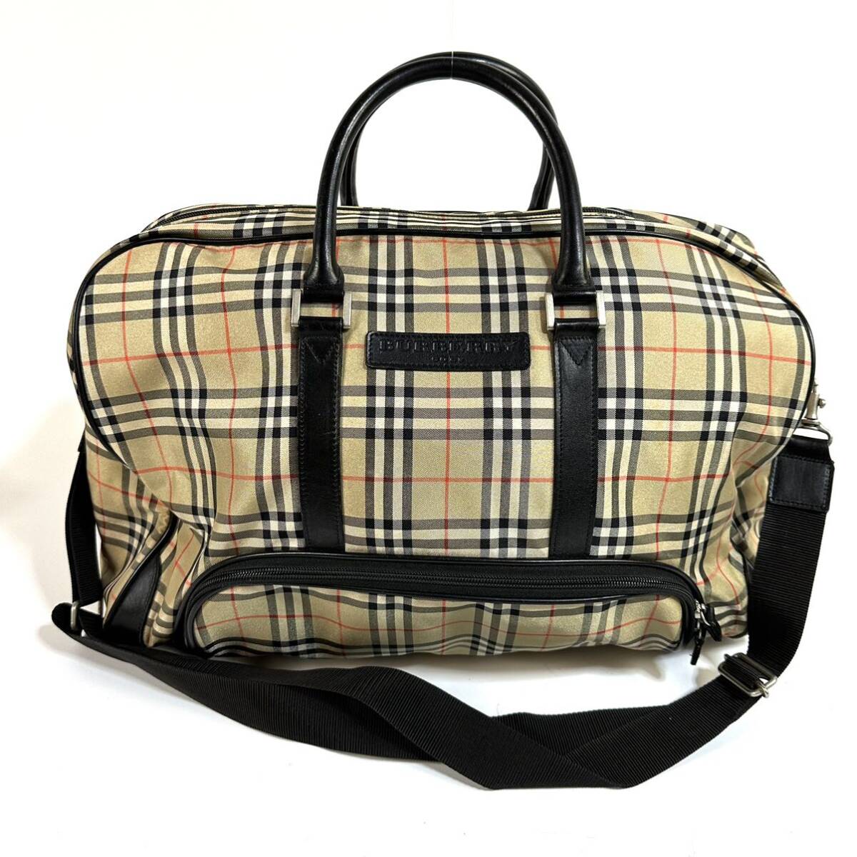 [ прекрасный товар ]Burberry Burberry Golf большая вместимость 2way сумка "Boston bag" сумка на плечо кожа нейлон noba проверка тень шланг редкий товар 