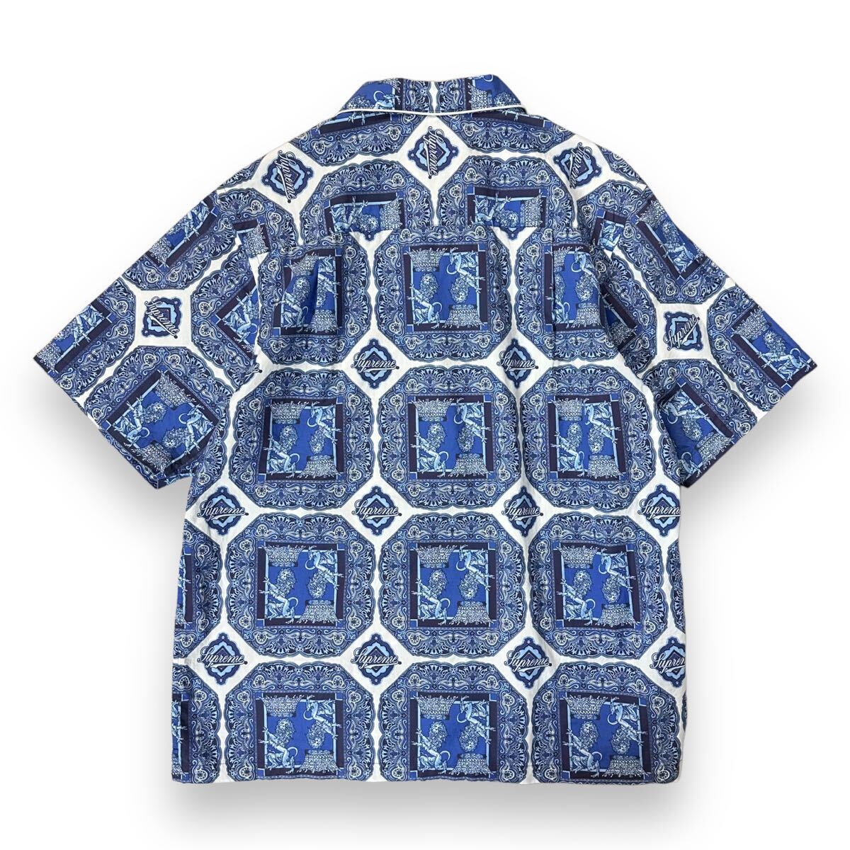 【極美品】Supreme シュプリーム コットン 総柄 ペーズリー アロハシャツ パジャマ セットアップ ブルー 22ss Lサイズ