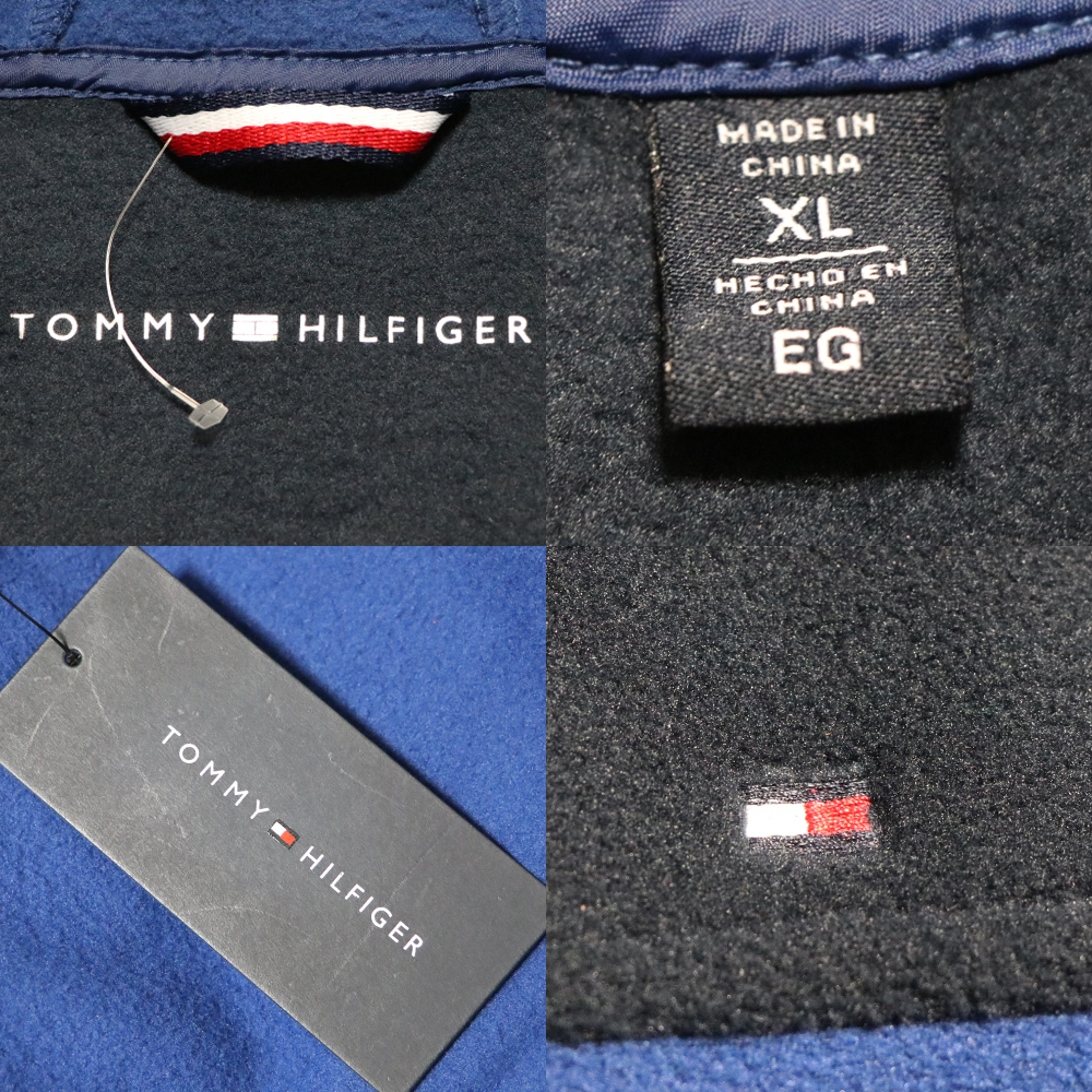 新品アメリカ購入 TOMMY HILFIGERトミーヒルフィガー 袖プリントフリースZIPアップパーカー紺青XL_画像6