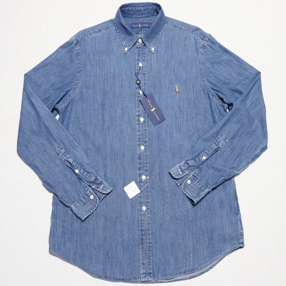 新品アメリカ購入 Ralph Laurenラルフ・ローレン ダンガリーBDシャツ インディゴブルーL_画像5