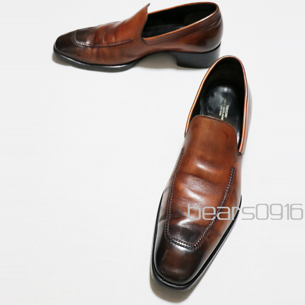 USED品 TOMFORDトムフォード パティーヌローファー 茶10