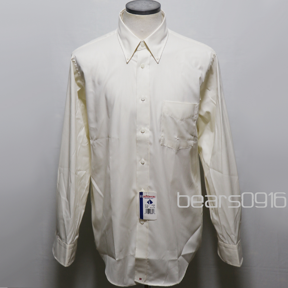 アメリカ購入 80年代 デッドストック 新品 Hathaway ハサウェイ オックスフォード ダウンシャツ クリーム 16 1/2 34_画像1