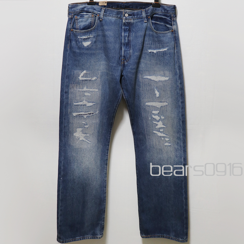 アメリカ購入 新品 LEVI'S 150 ANNIVERSARY 501 JEANS リーバイス 150周年 ダメージ リペアーモデル 11501-0168 デニムパンツ Ｗ42 L34_画像1