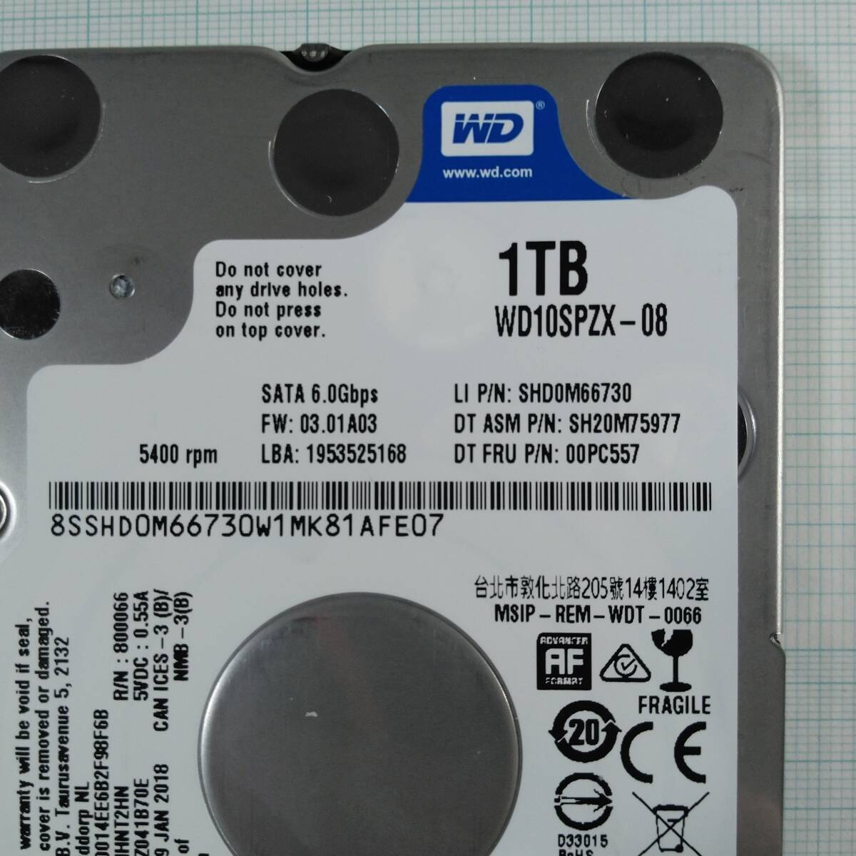 2 5インチ HDD WDC WD10SPZX-08Z10 1000GB 1TB 7mm 中古動作品 2 5インチ HDD WDC WD10SPZX-08Z10 1000GB 1TB 7mm 中古動作品