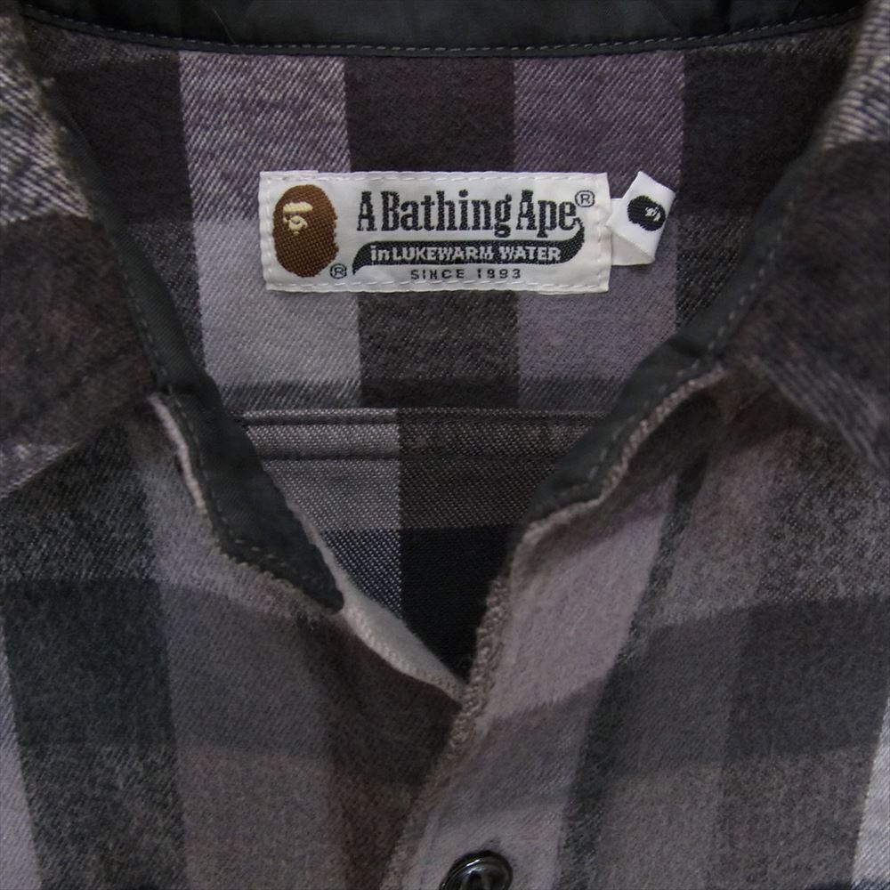 A BATHING APE A Bathing Ape flannel check shirt long sleeve gray series [ used ]
