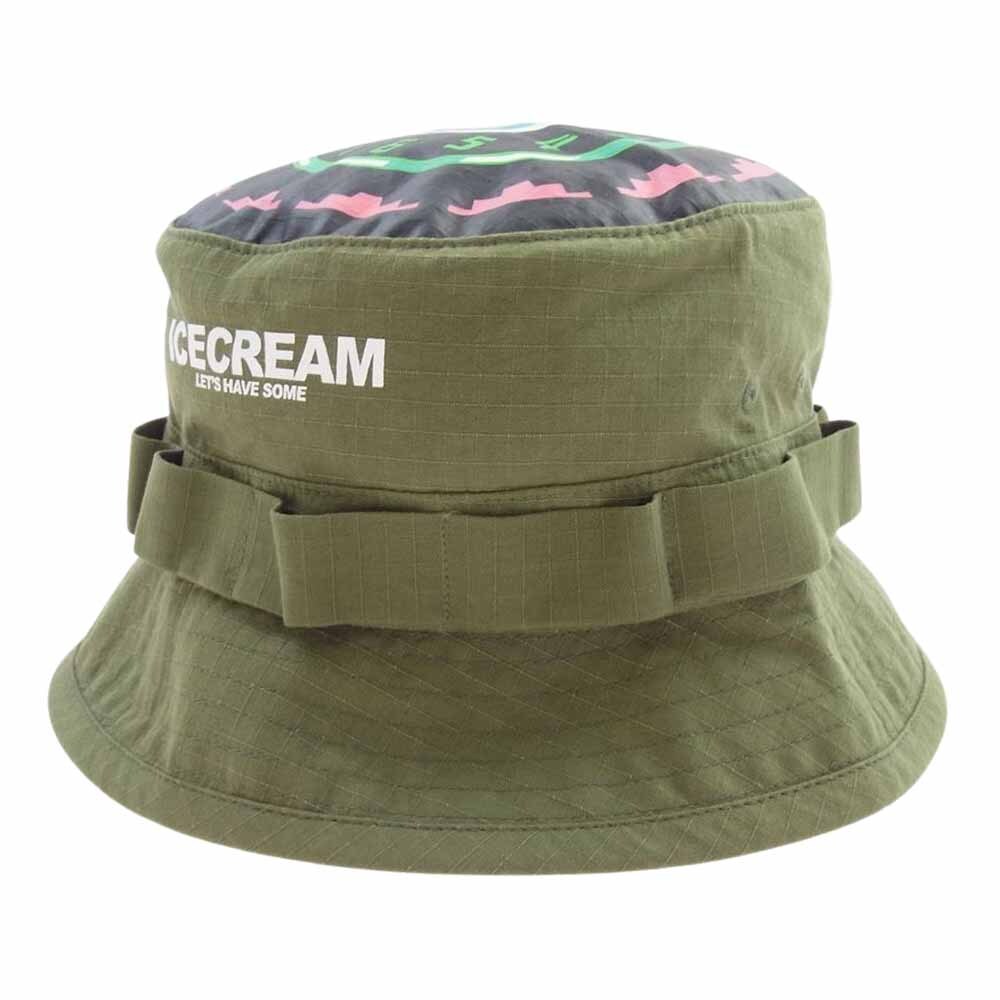 ICE CREAM アイスクリーム 411-1803 Buy Icecream Army Bucket Hat アーミー バケット ハット グリーン系 S/M【中古】_画像1