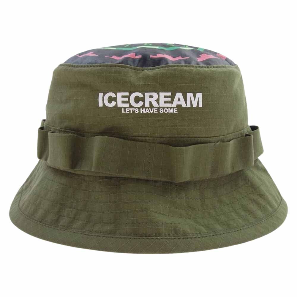 ICE CREAM アイスクリーム 411-1803 Buy Icecream Army Bucket Hat アーミー バケット ハット グリーン系 S/M【中古】_画像3