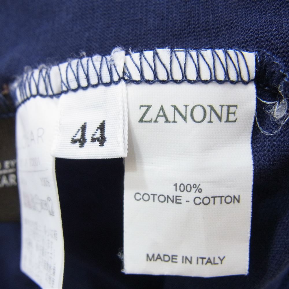 ZANONE ザノーネ アイスコットン イタリア製 半袖 ポロシャツ ネイビー系 44【中古】_画像5