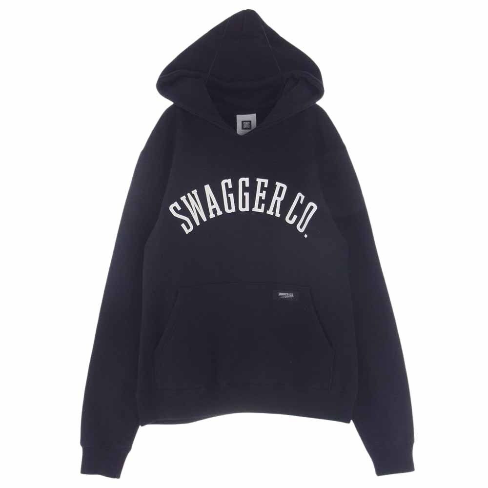 SWAGGER スワッガー SWGLSH-440 アーチロゴ スウェット パーカー フーディ ブラック系 L【中古】_画像1