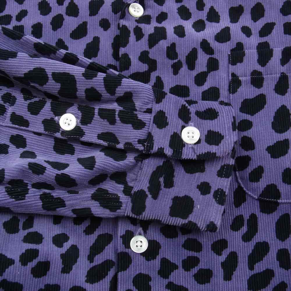 WACKO MARIA ワコマリア 22AW LEOPARD CORDUROY SHIRT レオパード コーデュロイ シャツ パープル系 M【中古】_画像6