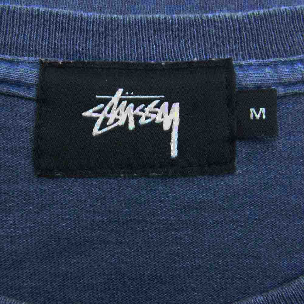 STUSSY ステューシー カットオフ センター ロゴ プリント Tシャツ 半袖 ブルー系 M【中古】_画像4