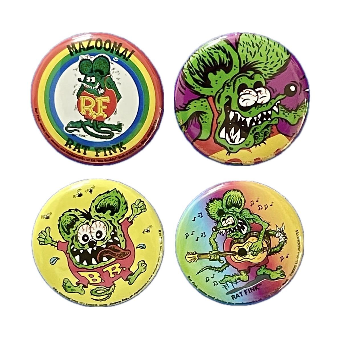 RAT FINK ラットフィンク 缶バッジ アメリカ雑貨 新品 4個セット No.E_画像1