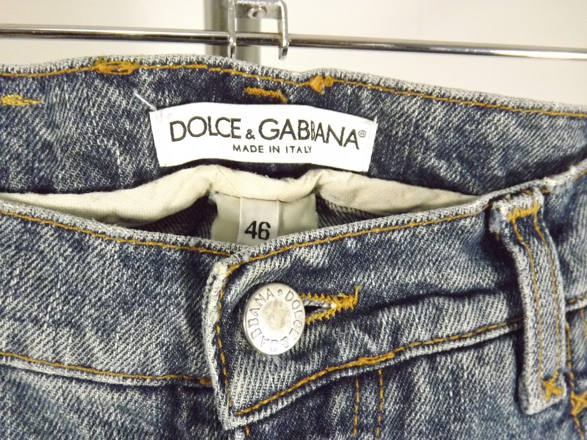 Dolce & Gabbana（ドルチェ＆ガッバーナ）イタリア製 ユーズド加工 デニムパンツ メンズ46 大レザーパッチの画像3